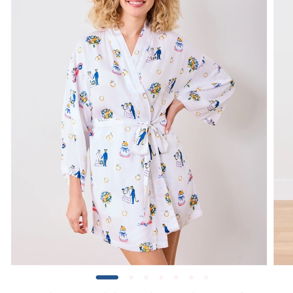 Printfresh White Robe with Colorful Print
